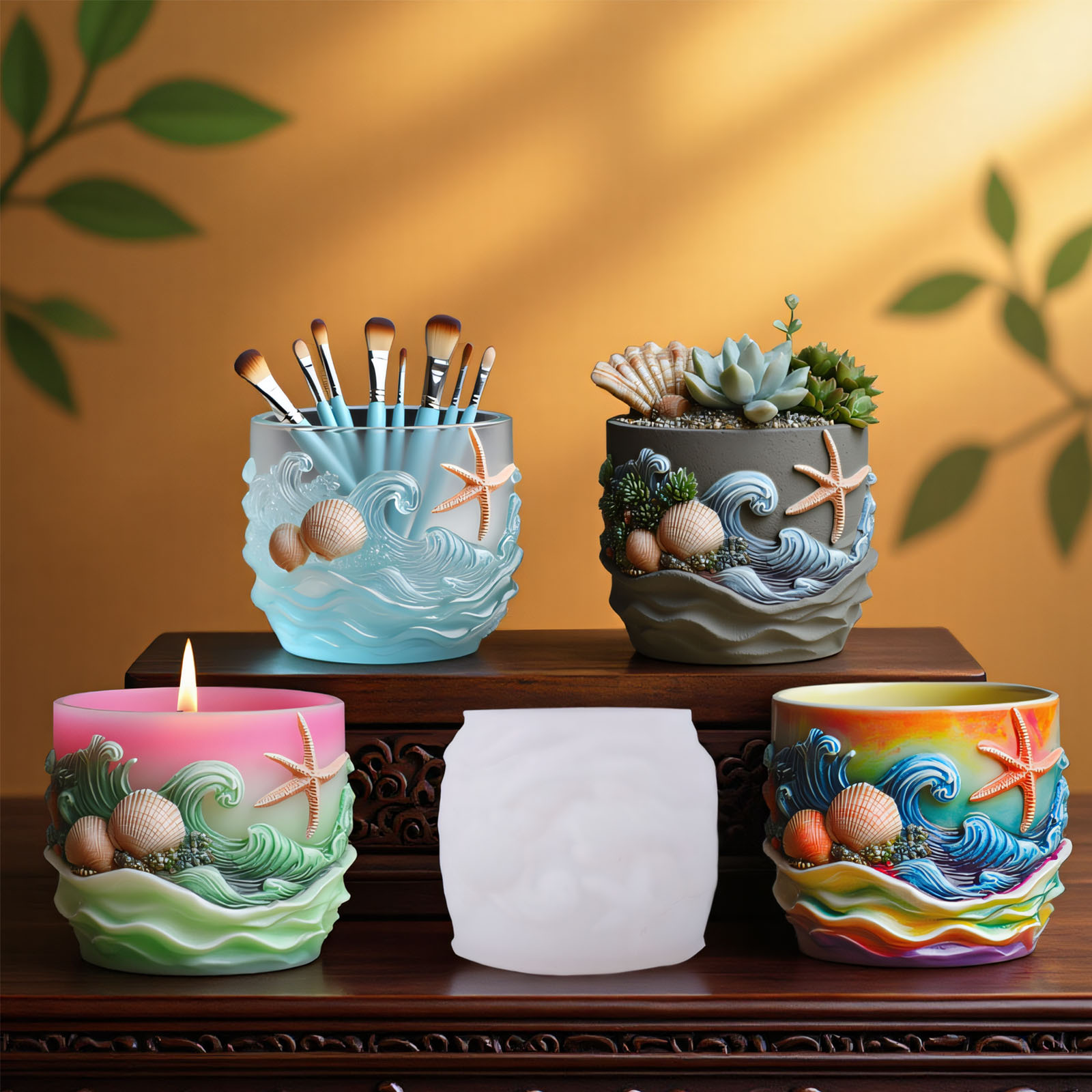 Potsticker Mold - Zeeleven Relief Vetplant Bloempot Hars Siliconen